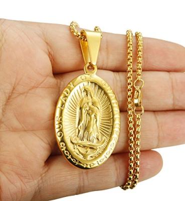 China Gold Religion Gift Jewelry Christian Necklace Virgin Mary Religious Pendant for sale