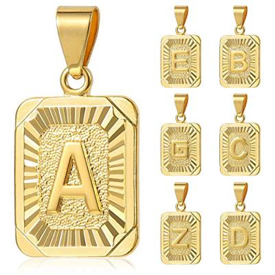 China Hiphop Gold Plating Tag Stainless Steel Letter Charm Pendant for sale