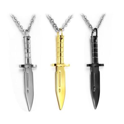 China Creativity Factory Wholesale Jewelry Stainless Steel Dagger Knife Pendant Necklace With Chain for sale