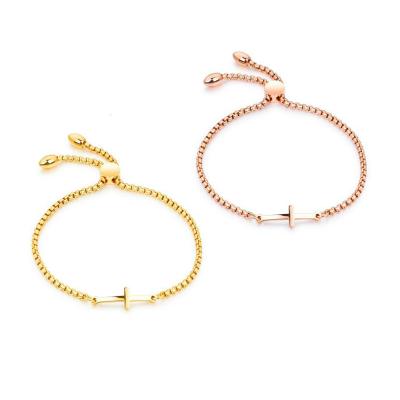 China Wholesale Simple Adjustable Expandable Chain Bracelet Bangle Cross for sale