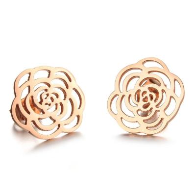 China Fashion Classic Stainless Steel Flower Shape Stud Earrings For Women for sale