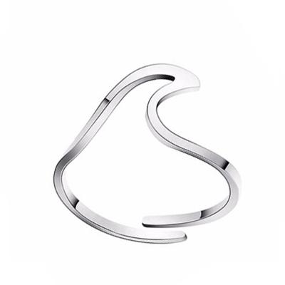 China Fashionable Stainless Steel Ring Simple Design Adjustable Wave Ring for sale