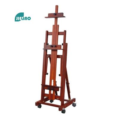 China Jiebao 2022 Easel Hot Selling High Quality Wooden Art Display Stand Multifunctional Adjustable Folding French Easel On Wheels for sale