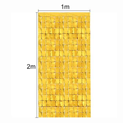 China Suppies 1*2m Aluminum Foil Light Square Rectangle Rain Curtain Door Curtain Party Birthday Wedding Background Wall Decoration for sale