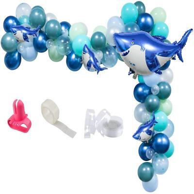 China Shark-Themed Party Balloon Arch Embellishment Set Latex Birthday Party Balloon Chain for sale