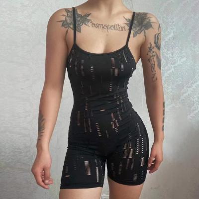 China Nibber K21Q11257 2022 QUICK DRY waist strap sexy tight women's sleeveless sportswear overalls hollowed-out stretch custom wholesale for sale