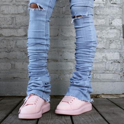 China Nibber K20P09529 QUICK DRY stylish ripped jeans pants high waist casual denim pants street blue pencil pants soft women female pants for sale