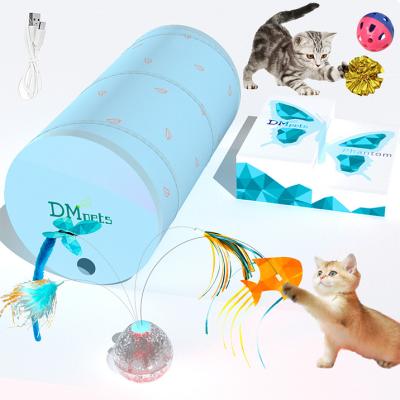 China Viable Custom Interactive Pet Toys Cat Colorful Tunnel Shadow Toy with Feather Butterfly Fishes for sale