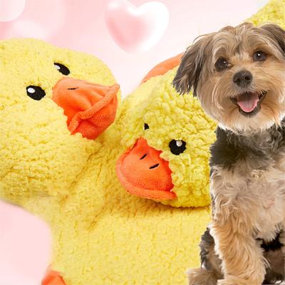 China Custom Cuddle Stocked Duck Heartbeat Voice Recordable Plush Stuffed Toys Push Mat Set for sale