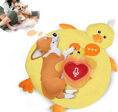 China Newest Heartbeat Voice Relief Anxiety Pet Recordable Pet Duck Stuffed Toys Bed Mat for sale