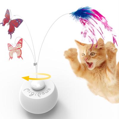 China Cat Toy Electric Smart Auto Pet Viable Puzzle Tumbler Feather Butterfly Interactive Spinning Toys for sale