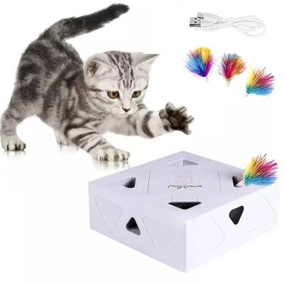 China Viable New Arrivals Cat Puzzle Charging Magic Box Interactive Toys With Spare Feathers for sale