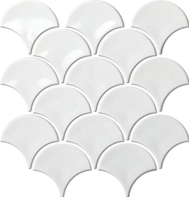 China Glossy Glazed Parquet Fanshape Porcelain Mosaic for sale