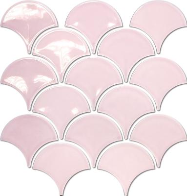 China Fanshape Glazed Modern Rose Porcelain Mosaic Tile for sale