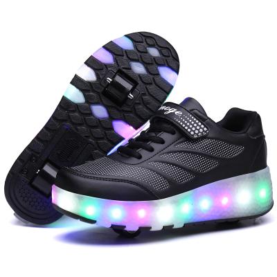 China EVA MESH Wholesale Kids Boys 4 Rollers Led Wheel Skate Shoes Children Street Roller Shoes for sale