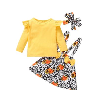 China Boutique Soft Cute Kids Clothing Cute Bow Girls Clothing Sets Girls Overalls Suspender Skirt Clothing Sets Customized Logo OEM Service for sale