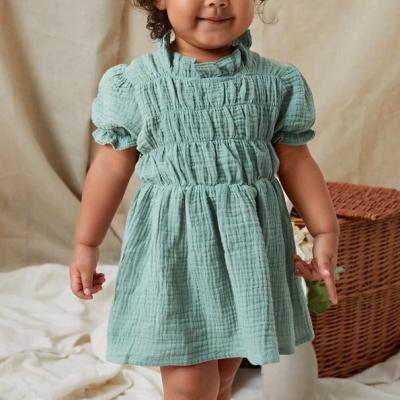 China Breathable Custom Design Fashion Toddlers Cotton Baby Dresses Summer Short Sleeve Baby Dress For Kids Cotton Girl Dress for sale