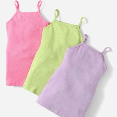 China Custom Baby Kids Girl Toddler Cami Baby Dresses Sleeveless Dress Summer New Fashion Breathable Clothes Cami Cotton Rib Girl Dress Low MOQ for sale