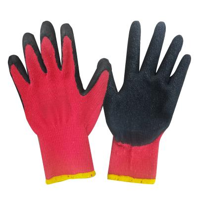 China Anti-slip 10gauge Red Latex Work Gloves Coated Work Gloves Crinkle Latex Gloves Good Quality for sale