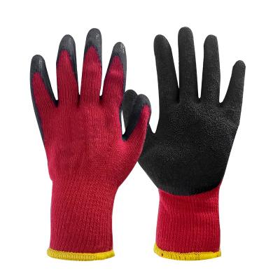 China Flexible 10gauge Work Gloves Red Latex Coated Work Gloves Crinkle Latex Gloves Good Quality for sale