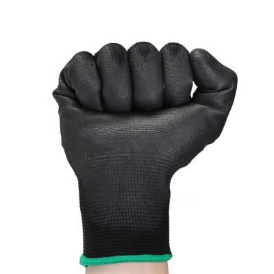 China Nylon (Polyester)+PU 13G Knitted Black Nylon PU Coated Gloves Work Safety Gloves En388 for sale