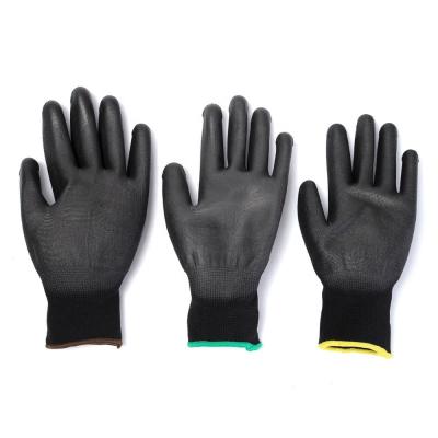 China Wholesale black color nylon(polyester)+PU PU coated thin work gloves en388 pu coated work gloves for sale