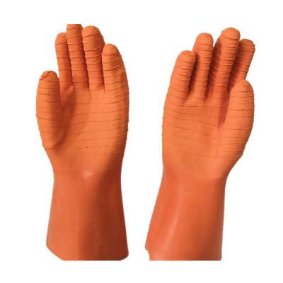 China High Quality Anti Oil Long Sleeve Latex Fully Dipped Anti Slip Work Gloves Palm Washboard Style Chemical Gloves for sale