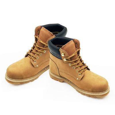 China Anti-puncture yellow cowhide high top safety shoes for sale