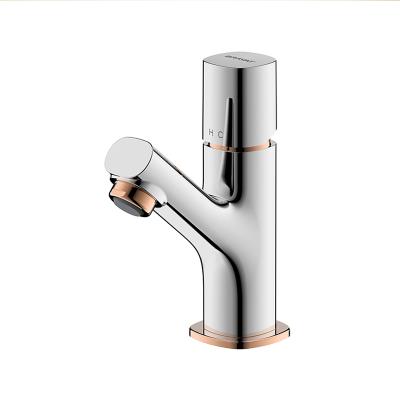 China BRAVAT SI Reward Basin Mixer Taps Space Saving Faucet Sink Mixer Brass Body Rose Gold for sale