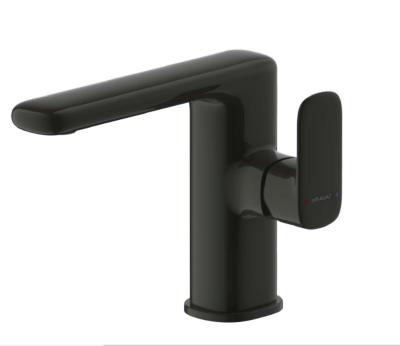 China Single Metered Faucets Bravat Handle Basin Mixer, Bathroom Basin Faucet, Black Color Faucet Brass Body for sale