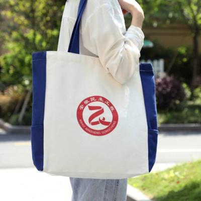 China Promotional cheap custom canvas large logo canvas tote bag handled canvas customer wholesale bag for sale