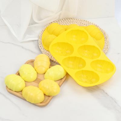 China Sustainable Products 6 Holes High Quality Silicagel DIY Oval Baking Mold Domed Dinosaur Egg Cake Tool Silicagel Chocolate Cake Baking Mold for sale