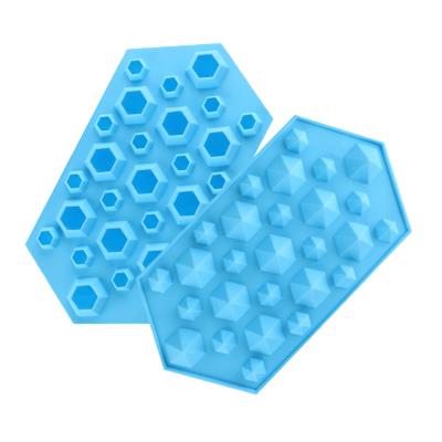 China Multiple Viable Reusable Handmade Multilateral Chocolate Ice Cube Mold Silicone Diamond Chocolate Mold DIY Cube for sale