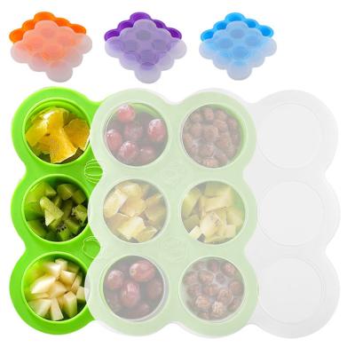 China Viable Baby Food Storage Silicone Tray Ice Cube Tray Bpa Free Silicone Egg Bites Mold With Lid for sale