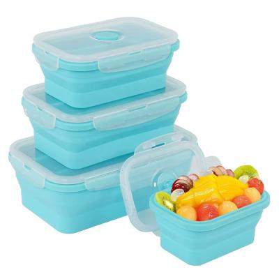 China Collapsible Square Collapsible Food Bowl Silicone Prep Freshness Preservation Meal Food Storage Container With Lid For Kitchen for sale