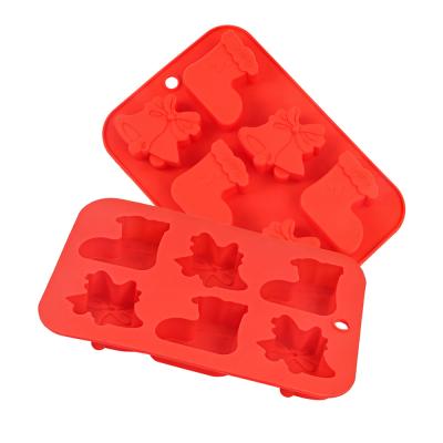 China Sustainable Silicone Christmas Cake Molds Christmas Stocking Shape Silicone 3D Cake Molds For Christmas Gifts for sale