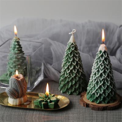 China Sustainable Christmas Tree Candle Mold Silicone Pine Candle Mold Suitable For DIY Handmade Home Decoration for sale