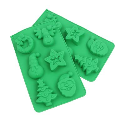 China 6 Hole Food Grade Christmas Garland Elk Pentagram Silicone Chocolate Pudding Cake Mold Viable Odorless for sale