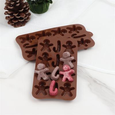 China Christmas Supplies Chocolate Mold Silicone Humanoid Cookie Mold Kitchen Food Grade Silicone Viable Hot Selling Baking Mold for sale