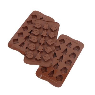 China 15 Cavities Sustainable Reusable Christmas Cake Dessert Tool Christmas Silicone Chocolate Baking Mold for sale