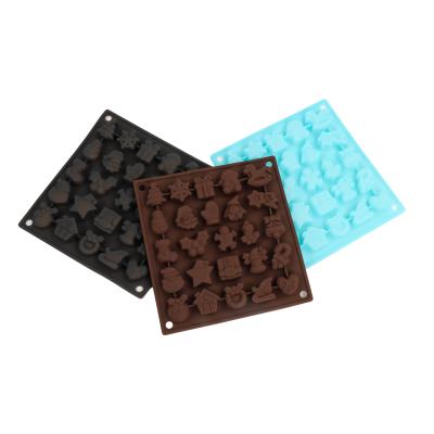 China 25 Cavity Soft Durable Kitchen Customized Christmas Silicone Chocolate Chocolate Baking Mold for sale