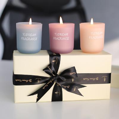 China New type handmade luxury home decoration natural soy scented candle gift romantic natural decorations set for sale