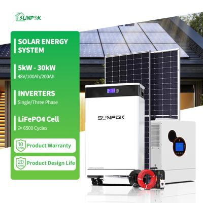 China Sistema solar híbrido de energía para el hogar 5KW 8KW 10KW 12KW Panel de energía solar completo en venta