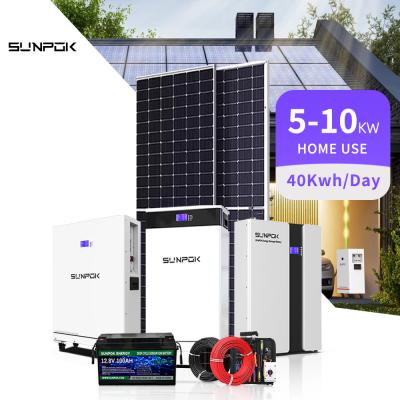 China Complete 30kw Off-Grid Hybrid Solar Battery System Solar Home Use 5kw 8kw 15kw Kits for sale