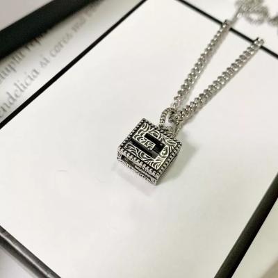 China New Design Hiphop Cooper Chain Vintage Unisex Jewelry Luxury Letter G Necklace Pendant For Women Shaped Retro Square Mens Necklaces Gift for sale