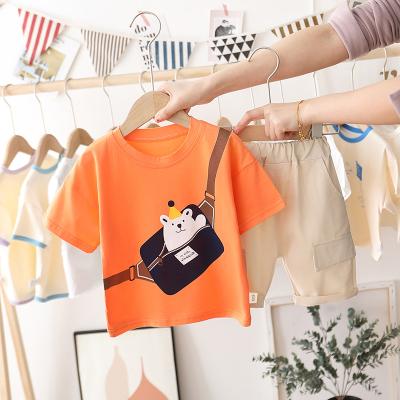 China Fashion\Baby Boy Comfortable\Durable Clothes Boys Summer Crew Neck Short Sleeve T-shirt Cute Bear Pattern Clothes Sets Amazon Hot Sale Kids Clothes for sale