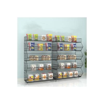 China 2021 New Single Sided Supermarket Vegetable Display Metal Dry Food Display Stand for sale