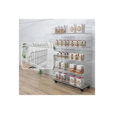 China Single Sided Light Weight And Durable Multifunctional Shelf Mall Rack Supermarket Metal Food Display Stand for sale