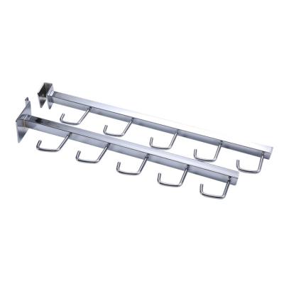 China Eco-friendly Supermarket Mall Display Rack 18mm Exhibition Wall Metal Hook Reinforced Single Square Tube Hook for sale