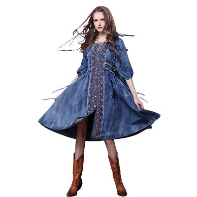 China Wholesale hot sale washable 2022 new plus size ladies ethnic style elegant holiday embroidered casual outfits for sale